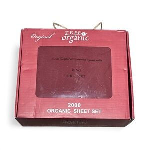 NWT Organic King Size 4 Piece Burgundy Sheet Set